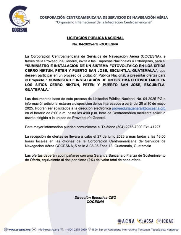 TENDER PUBLICATION PG-004-2025 PHOTOVOLTAIC SYSTEM FOR SJO STATIONS – NIK GEG